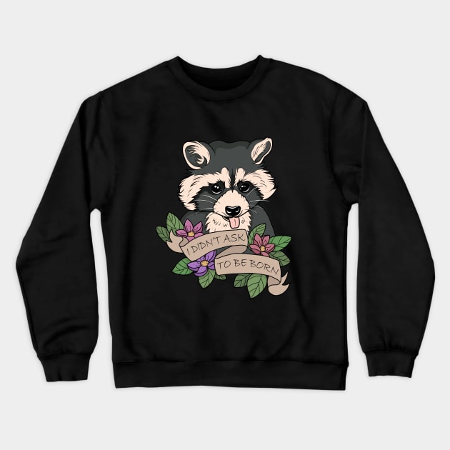 Raccoon Crewneck Sweatshirt by valentinahramov